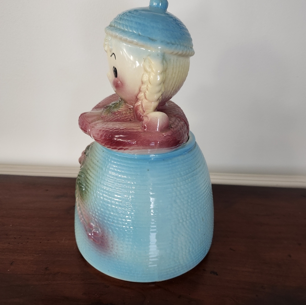 Vintage American Bisque Girl with Braids Cookie Jar circa 1950's - Picture 2 of 7